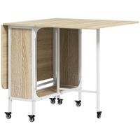 homcom mesa de cocina plegable con ruedas alas abatibles y estante mesa plegable para salon 130x80x74 cm madera natural