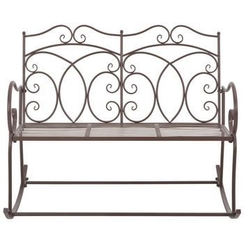 Banco De Jardín | Banco De Exterior | Silla De Jardín Metal Marrón Envejecido 104 Cm