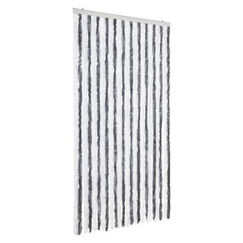 Cortina Antimoscas Chenilla Gris Y Blanco 100x230 Cm Vidaxl