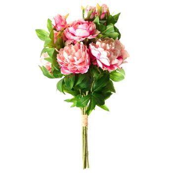 Ramo De Flores Artificiales Arreglo Floral Preparado Peonías Hecho A Mano 62 Cm Rosa Colares