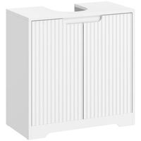 mueble bajo lavabo blanco de melamina homcom con recorte en u y cierre suave 60 x 30 x 60 cm  blanco