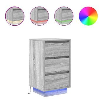 Mesilla De Noche Con Luces Led Sonoma Gris 38x34x65 Cm Vidaxl