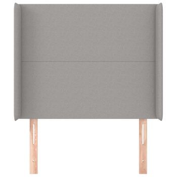 Cabecero Cama Mueble De Dormitorio Con Orejas De Tela Claro 93 X 16 X 118/128 Cm Gris M02_0003290
