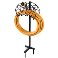 costway soporte para manguera independiente de metal desmontable con 3 puntos de anclaje organizador de mangueras jardin patio cesped negro