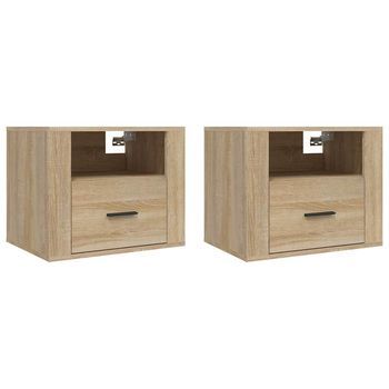 Mesitas De Noche De Pared 2 Uds Color Roble Sonoma 50x36x40 Cm Vidaxl