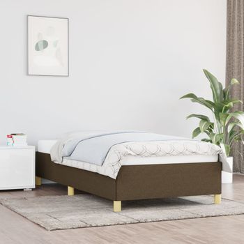Cama Individual | Cama Para Adultos | Estructura De Cama De Tela Marrón 90x190 Cm Cfw477347