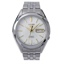 rreloj automatico hombre seiko 5 snkl17k1 dial blanco plata 37mm correa de acero 30m wr