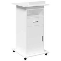 atril con ruedas y cajon madera ingenieria blanco 55x55x107 cm vidaxl