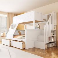 litera infantil de 90140x200 cm con escalera de seguridad cajones y ventana de madera