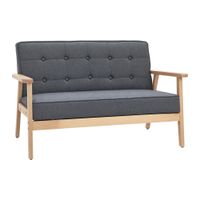 homcom sofa de 2 plazas gris con cojines acolchados y patas de madera antideslizantes para salon y dormitorio 114x66x69 cm   aosom espana
