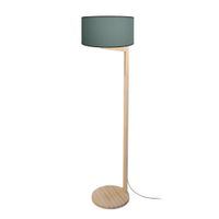 lampara de pie articulado madera natural pantalla verde petroleo