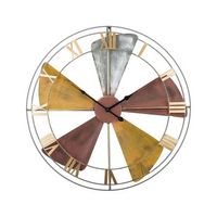 reloj de pared multicolor con marco de hierro envejecido diseno de abanico numeros romanos redondo 60 cm wikon