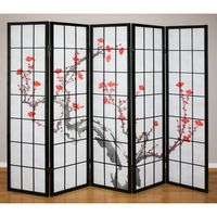 biombo japones de 5 paneles en madera negra 220x175cm par06015