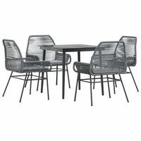 juego comedor jardin 5 pzas cojines ratan sintetico vidrio gris cfw201786
