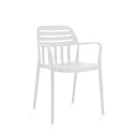 silla apilable en polipropileno blanco con reposabrazos