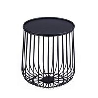 mesa auxiliar redonda en acero apta para exteriores 35x31x41cm - negro