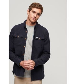 Superdry para hombre. M4010723A Camisa Flannel Work marino (S), Casual, Manga larga, Algodón Orgánico, Sostenible