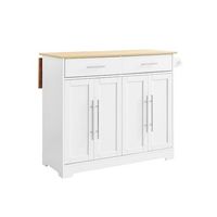 sobuy carro de cocina con ruedas encimera extensible 2 cajones estantes ajustables en blanco