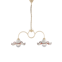lampara de arana anemone en hierro lacado marfil y dec efecto decape con difusores ceramicos d 30 blanco y marron 2 luces l 81 x 30