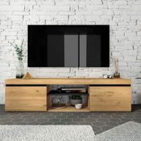 mueble tv efecto roble y negro 140x40x41cm