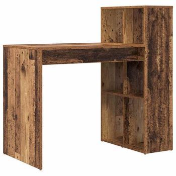 Escritorio | Mesa De Trabajo Con Estante Madera Envejecida 108 X 55 X 103.5 Cm