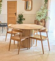 mesa de comedor redonda en madera de pino