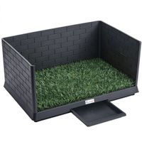 pawhut inodoro para perros con cesped artificial 75x51x365 cm con paredes altas bandeja deslizante y facil de limpiar negro