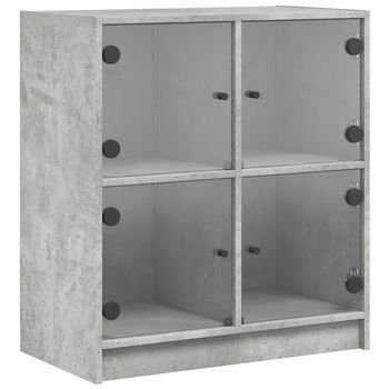 Armario Auxiliar Puertas De Vidrio Gris Hormigón 68x37x75,5 Cm Vidaxl