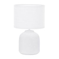 lampara de mesa blanca ceramica y tela moderna 1 luz