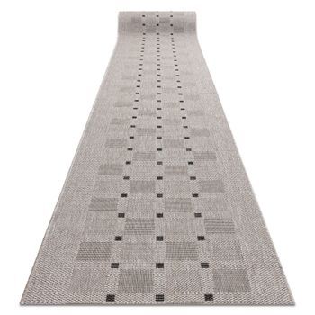 Alfombra De Pasillo Sizal Floorlux Modelo 20079 Plateado /negro 80 Cm 80x340 Cm