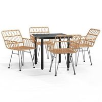 juego de comedor de jardin 5 uds  conjunto mueble jardin mesa y sillas ratan sintetico