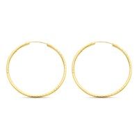 9ct gold diamond cut hoop earrings - 32mm - g2414
