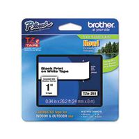 brother tze251 original p-touch label tape - 1 x 262 ft 24mm x 8m black on white