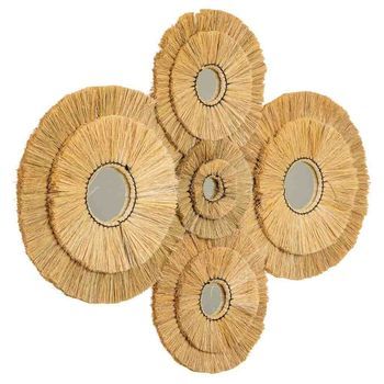Espejo De Fibra Natural Marrón 97x77x3