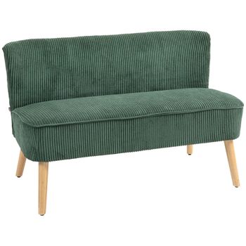 HOMCOM Sofá de 2 Plazas Madera Poliéster Aterciopelado Espuma 117x56,5x77 cm Verde   Aosom España