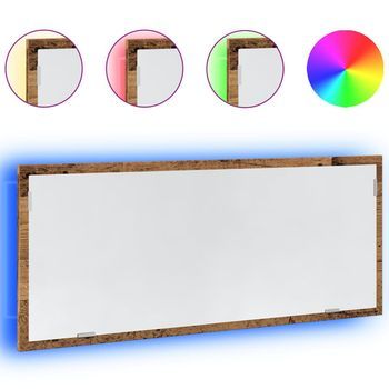 Espejo De Baño Led Madera Ingeniería Envejecida 100x8,5x37 Cm Vidaxl