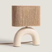 ledkia lampara de mesa ceramica y cuerda natural callie beige