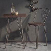 juego de 2 sillas de bar en metal y madera marron cm 54x45x102