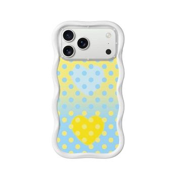 Funda para móvil YoungKit Sweetheart Wavy Silicona Crema Azul Blanco para iPhone 17 Pro Max