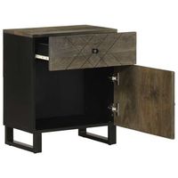 mesita de noche - mesilla madera maciza de mango negra 50x33x60 cm mc5079