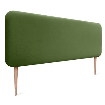 Dhome Cabecero Tapizado En Terciopelo Liso Con Patas Redondeado Para Pared Acústicos Cabeceros Absorbentes Cabezal Cama Dormitorio (verde Selva, 145cm)