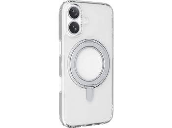 Funda móvil - CellularLine SPIN MAG, Para iPhone 17, Con soporte de anillo giratorio, Compatible con el ecosistema Magsafe, Transparente
