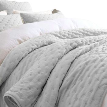 Colcha Bouti Soft Color Gris Liso con Rellenos Acolchado para Vestir la Cama Todo el Año
