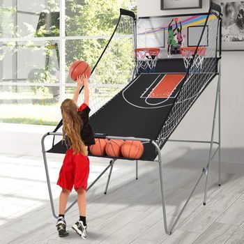 Juego De Canastas Plegable Máquina De Baloncesto Juguete Contador Electrónico Costway 202 X 107 X 205 Cm