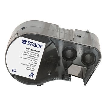 Brady M5C-1000-427 etiquetas de vinilo laminado negro sobre blanco/transparente 25,4 mm x 7,62 m x 9,53 mm (original)