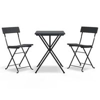 conjunto de bistro plegable 3 uds  mueble jardin mesa y sillas ratan sintetico negro