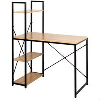 mesa escritorio con estanteria 3 estantes 120x64x120 cm max home - acero negro y madera
