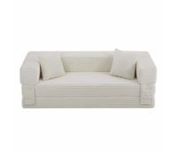 sofa cord 3 plazas - diseno moderno diseno cuadrado clasico diseno unico de dos capas convertible en cama - blanco