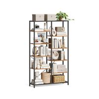 libreria de 5 niveles para salon marron rustico  negro