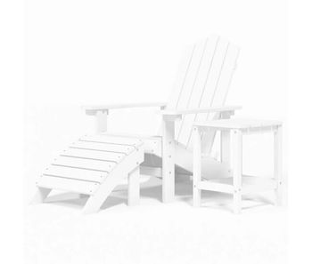 Silla de jardin adirondack con reposapiés y mesa hdpe blanco